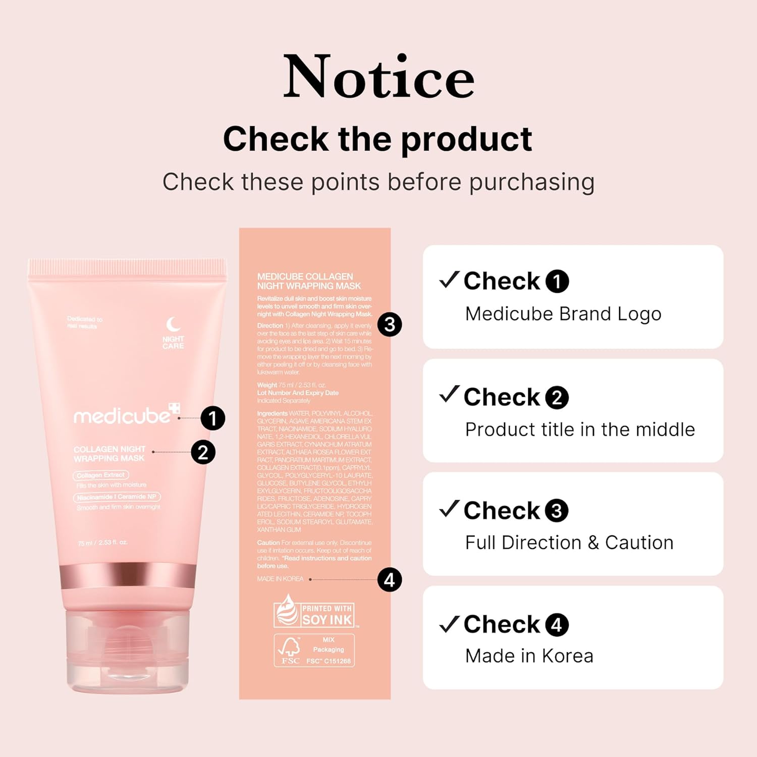 medicube collagen overnight wrapping peel off facial mask pack elasticity & hydration care, reduces sagging & dullness hydrolyzed collagen for glowing skin korean skin care, 2.53 fl.oz
