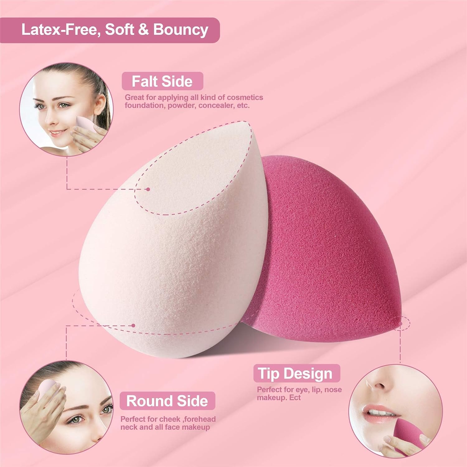 moment 4 pieces makeup sponge set beauty blender sponges makeup eggs with case latex free vegan foundation applicator makeup puff for powder cream