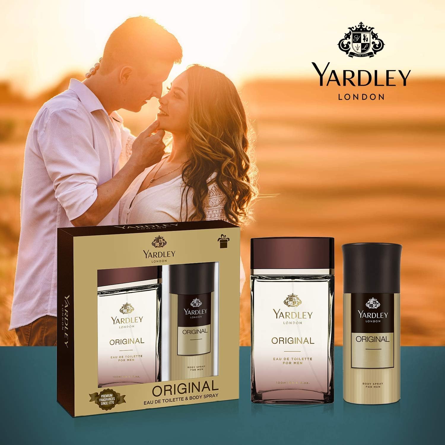 yardley london original perfumed gift set eau de toilette 100ml + body spray 150ml fresh fragrance for masculine elegance for men