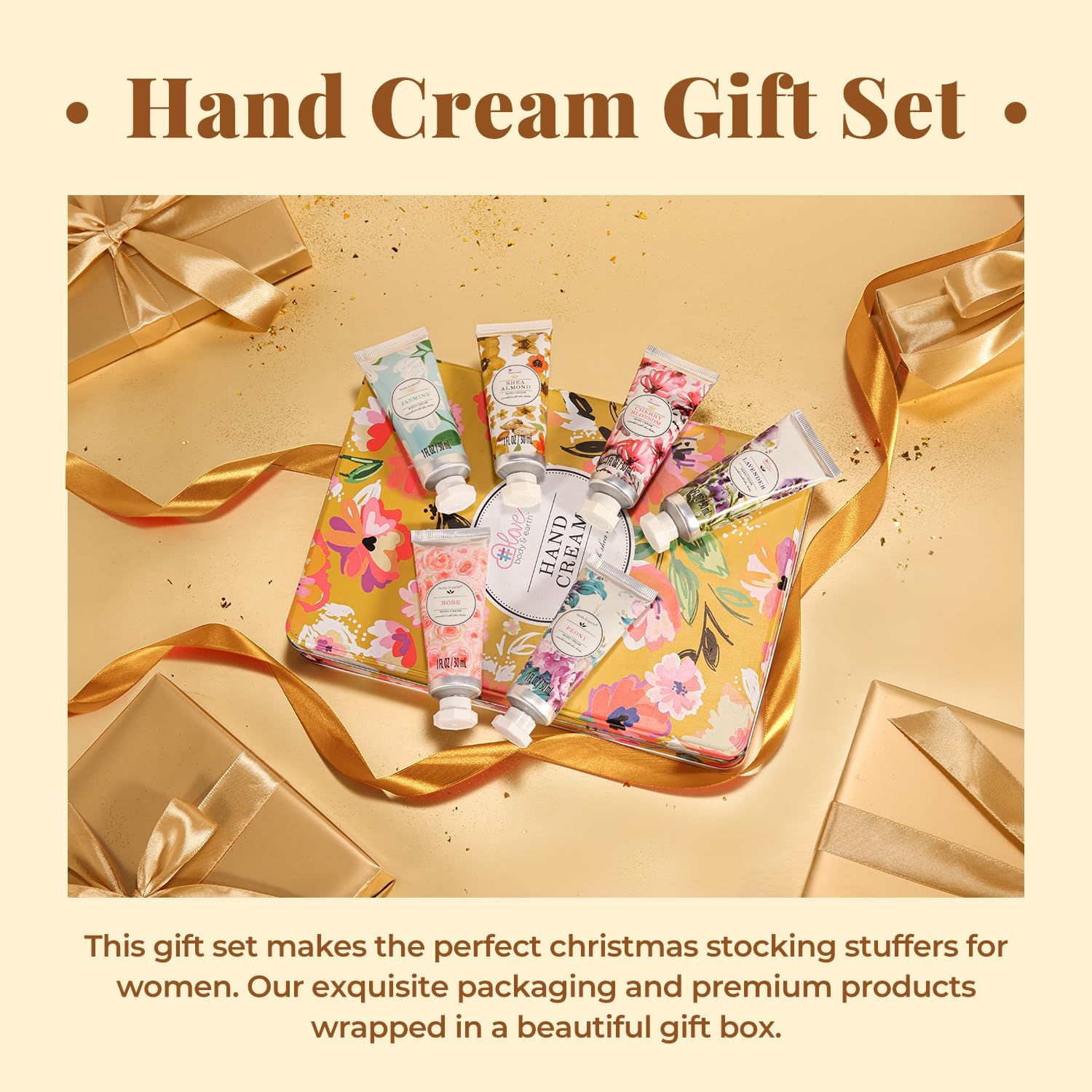 body & earth hand cream gift set hand cream for women, hand lotion set for dry ed hands, christmas gifts set, travel size hand cream for women. 6 x 1.0 oz/30ml
