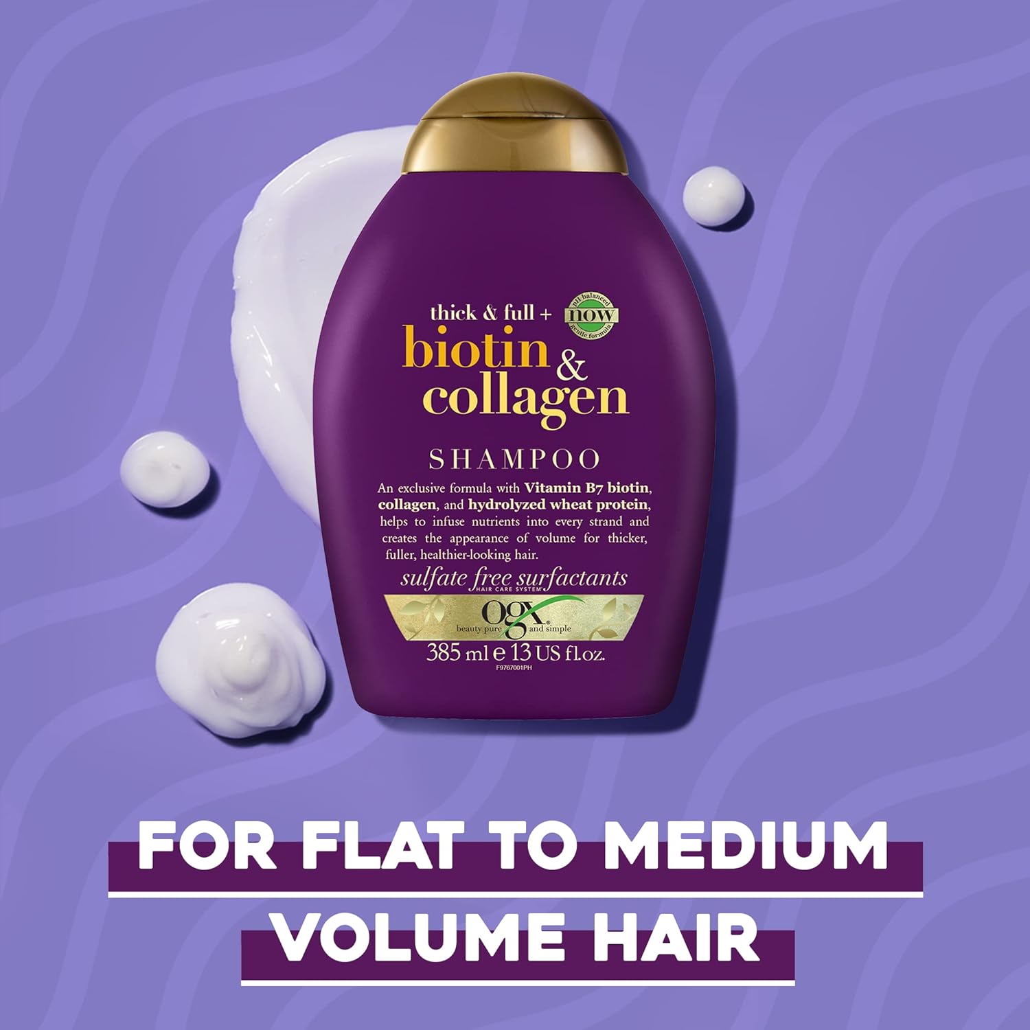 ogx, shampoo, thick and full+ biotin and collagen, 385ml packaging may vary