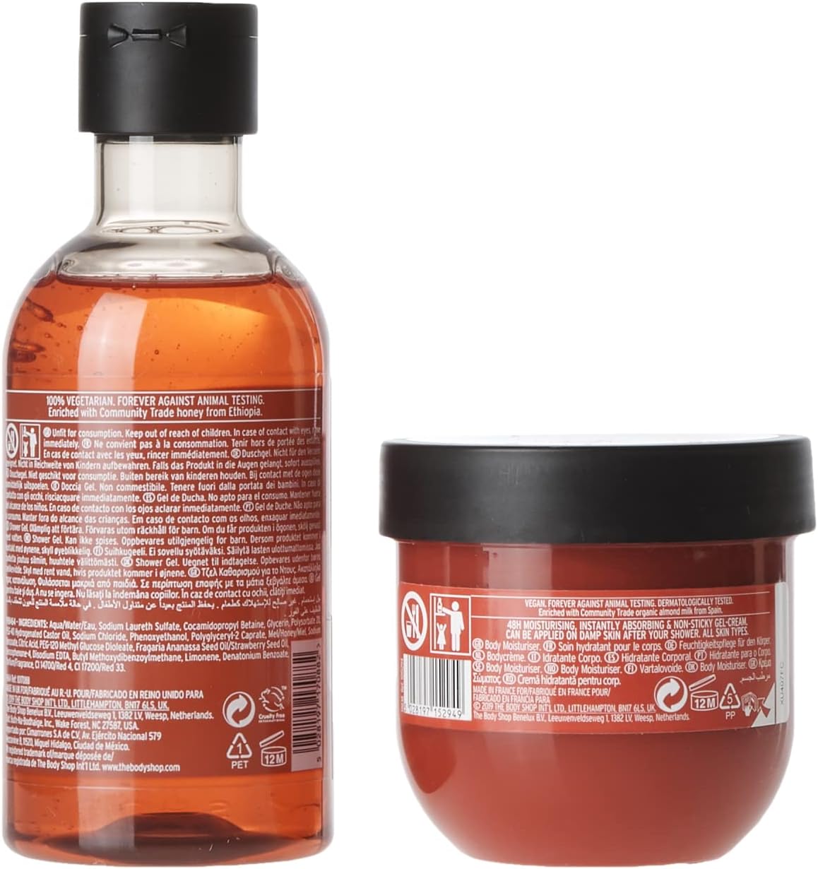 the body shop lather & slather strawberry body care gift set, for normal skin