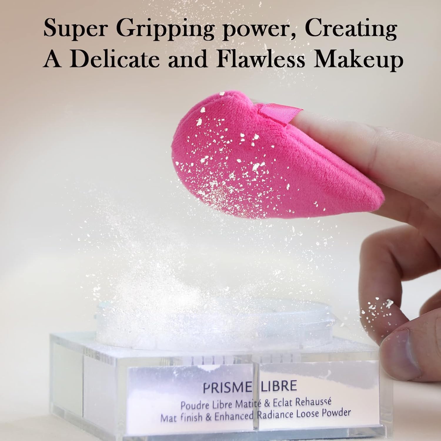 alephio 2pcs triangle powder puff for face powder soft velour makeup puff for loose powder mineral powder makeup sponge foundation blender wet and dry use setting makeup too (rose red)