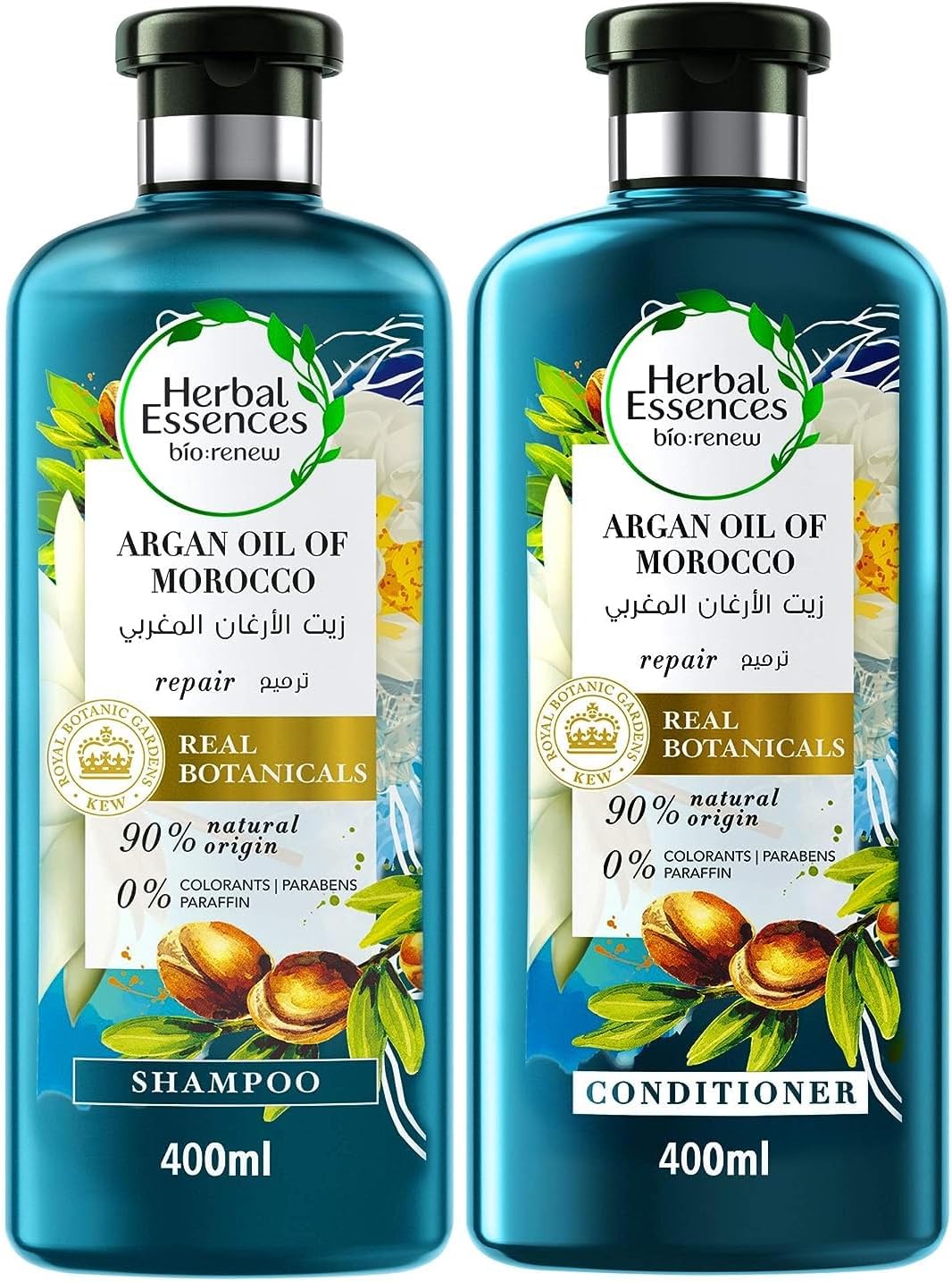 herbal essences bio renew, argan oil of morocco, shampoo 400ml + conditioner 400ml