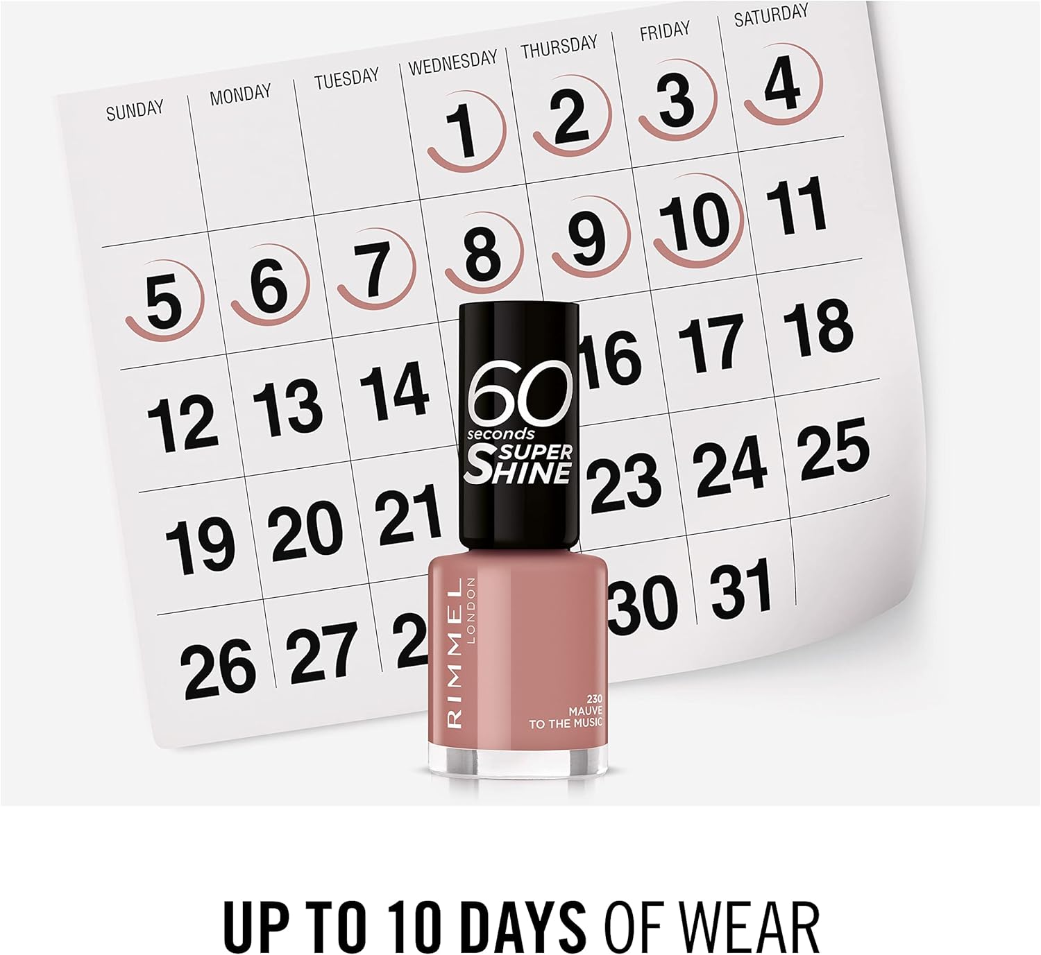 rimmel london 60 seconds super shine nail polish 230 mauve to the music, 8ml