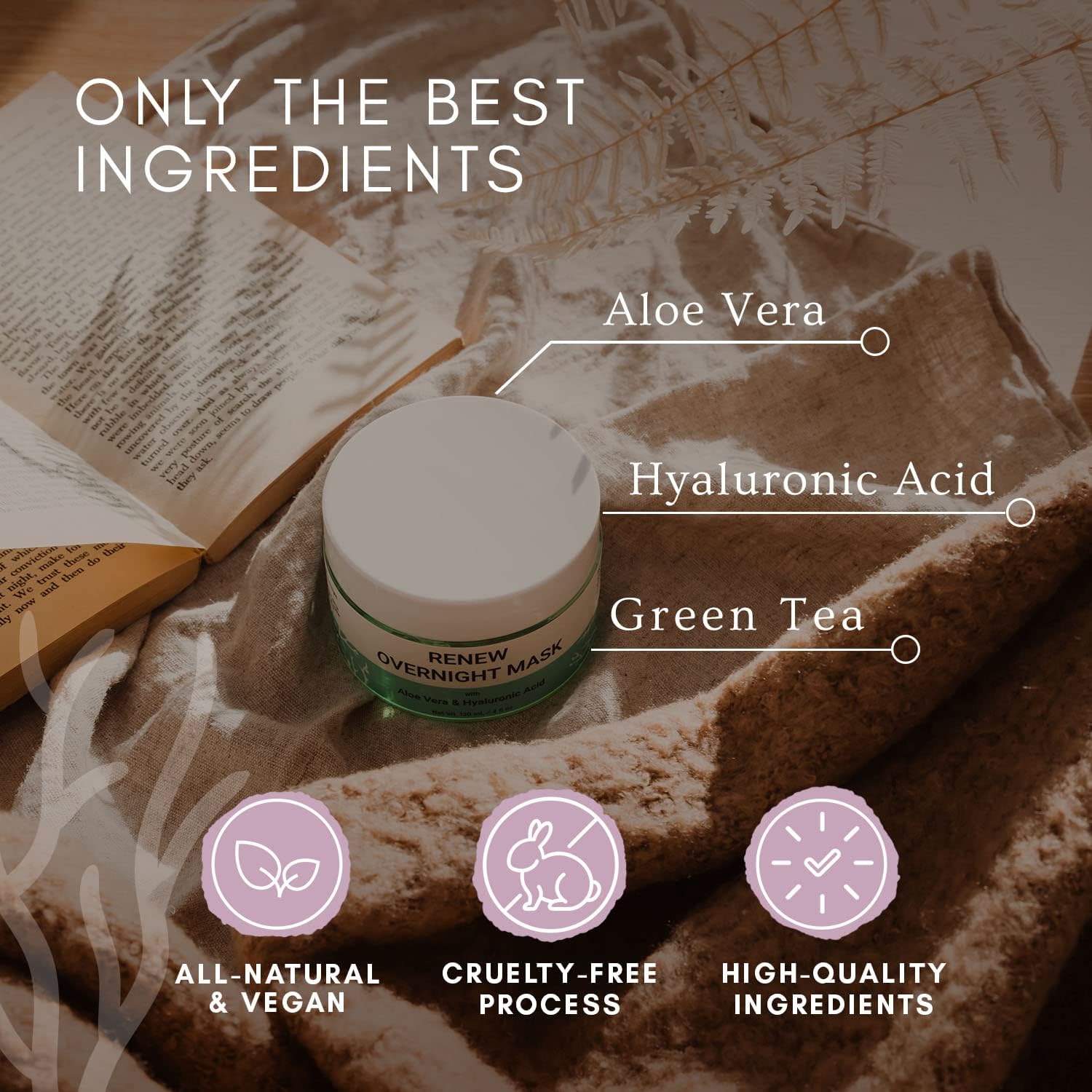 doppeltree renew overnight facial mask with aloe vera gel & hyaluronic acid, anti aging hydrating face mask for night time skin care & repair made in usa