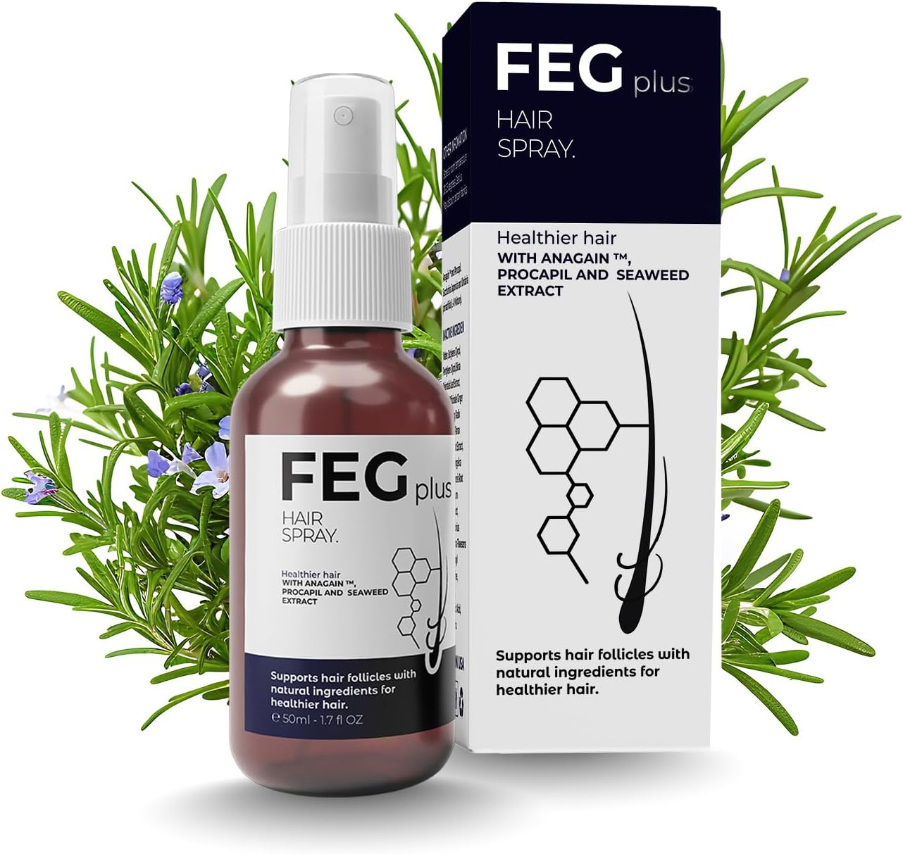 fegplus rosemary beard & hair growth serum (50ml), rosemary extract serum hair spray, rosemary oil for hair growth booster, minoxidil hair fall control, stop hair loss treatment & thicker hair