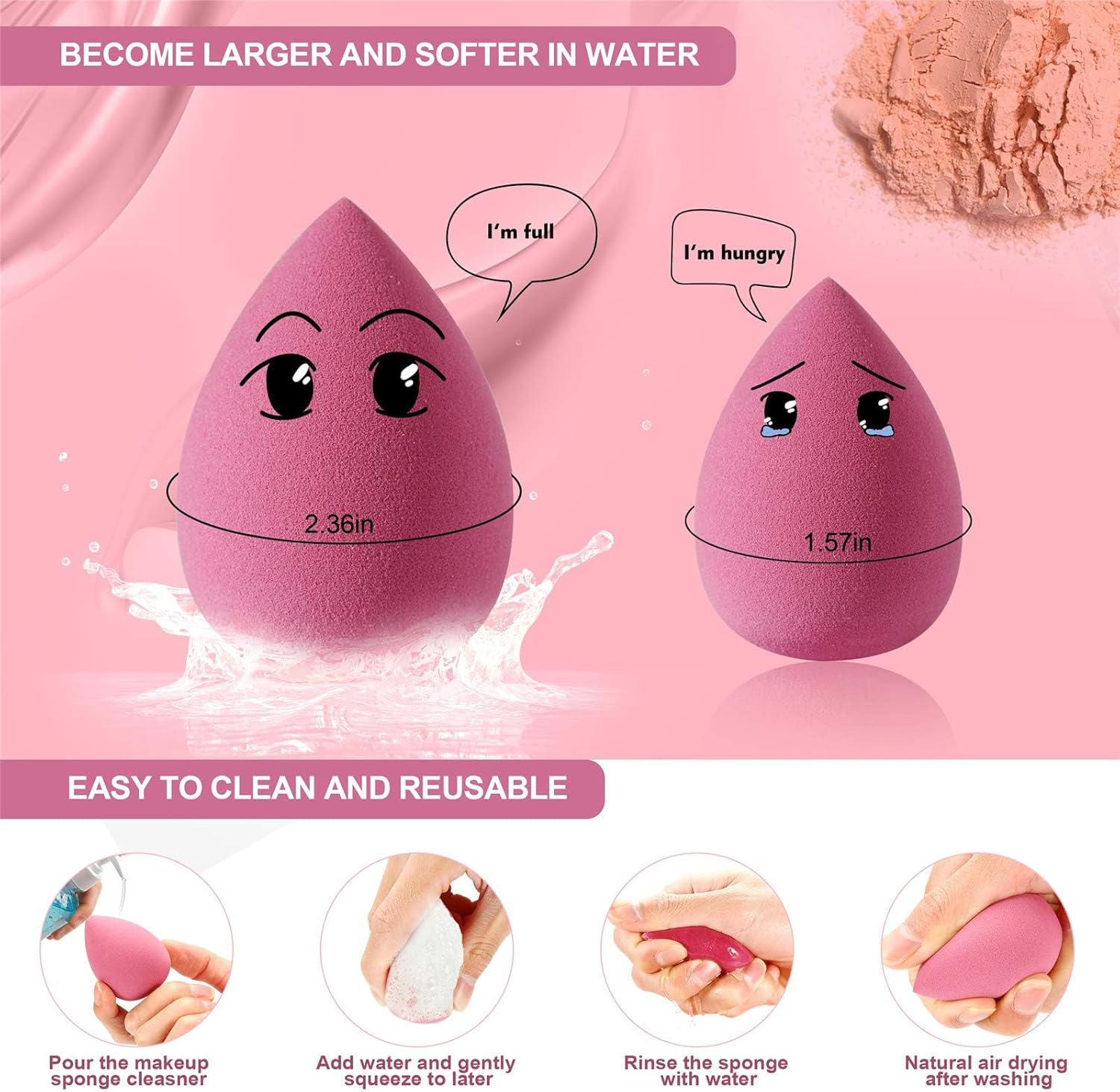 moment 4 pieces makeup sponge set beauty blender sponges makeup eggs with case latex free vegan foundation applicator makeup puff for powder cream