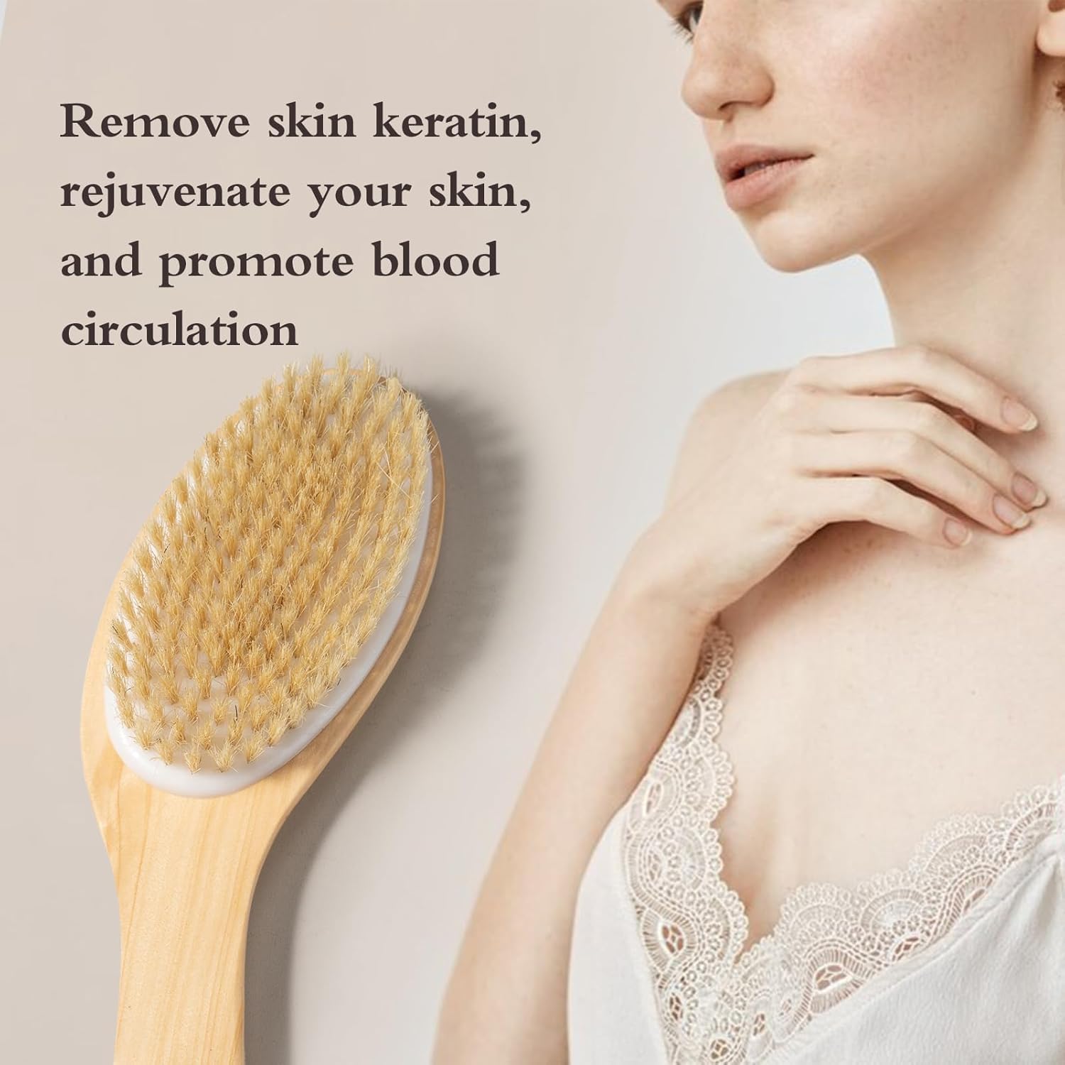 moment dry brushing body brush natural boar bristle body brush dry skin scrub brushes with contoured wooden dry brushes for back legs feet exfoliates dead skin