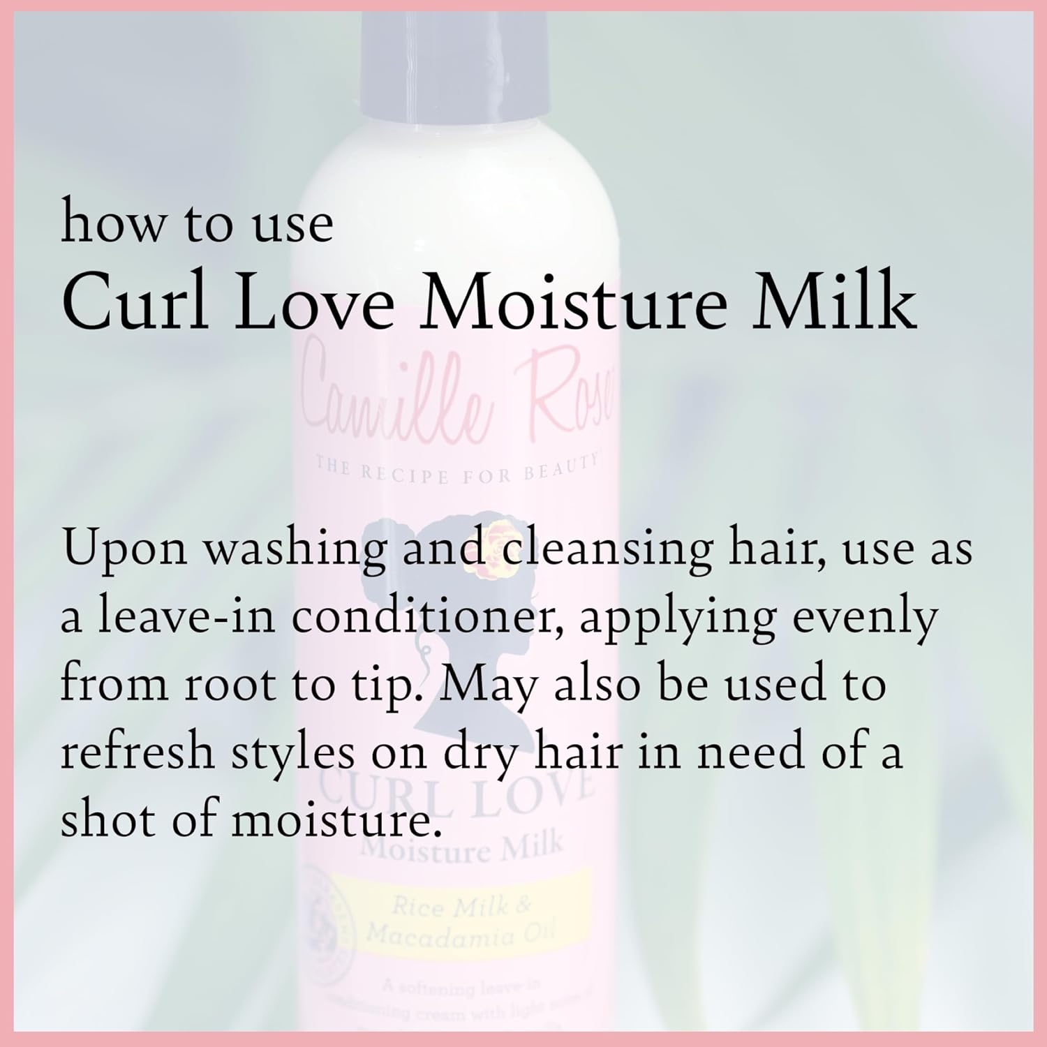 camille rose curl love moisture milk, vanilla, 8 fl oz