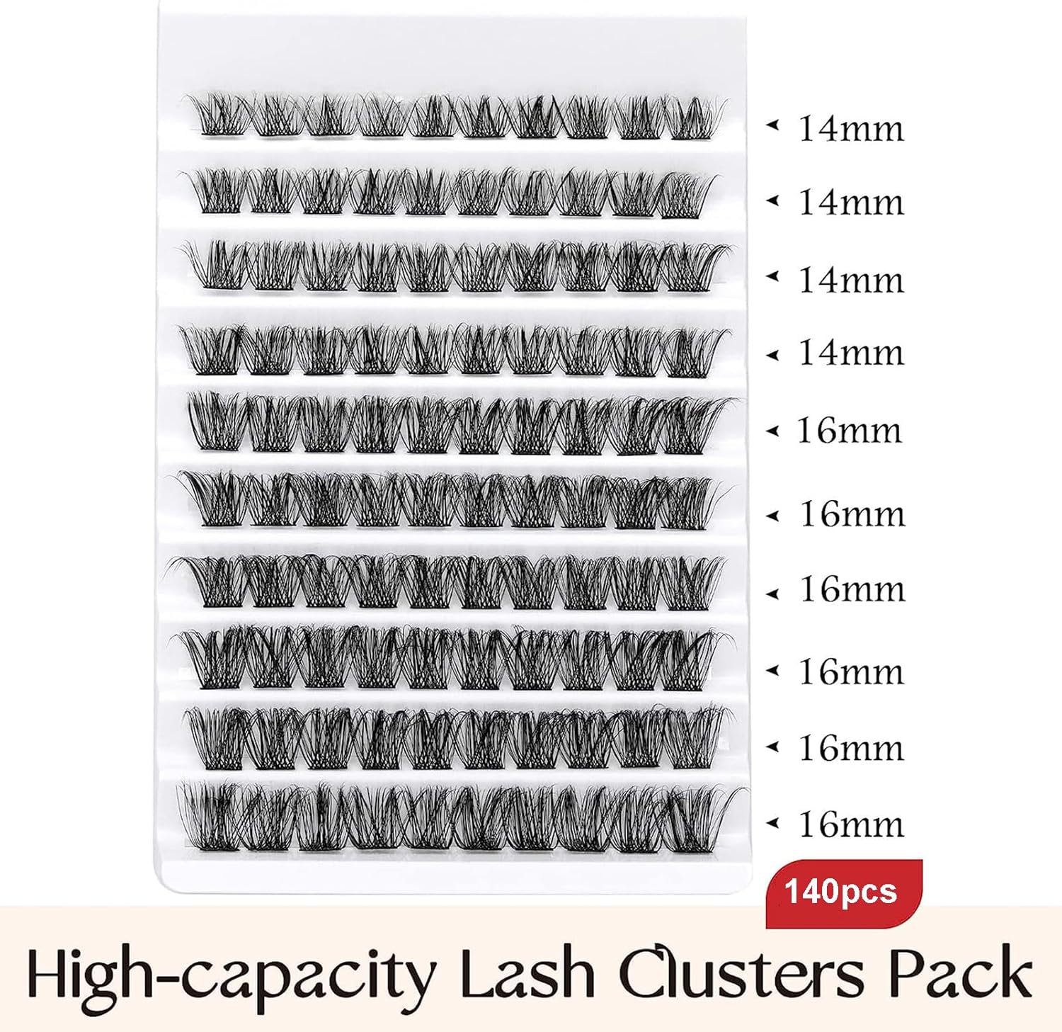 yhome lash clusters， 140pcs d curl individual cluster lashes, self adhesive eyelash clusters extensions 14 16mm mixed false eyelash wispy lashes diy at soft & comfortable