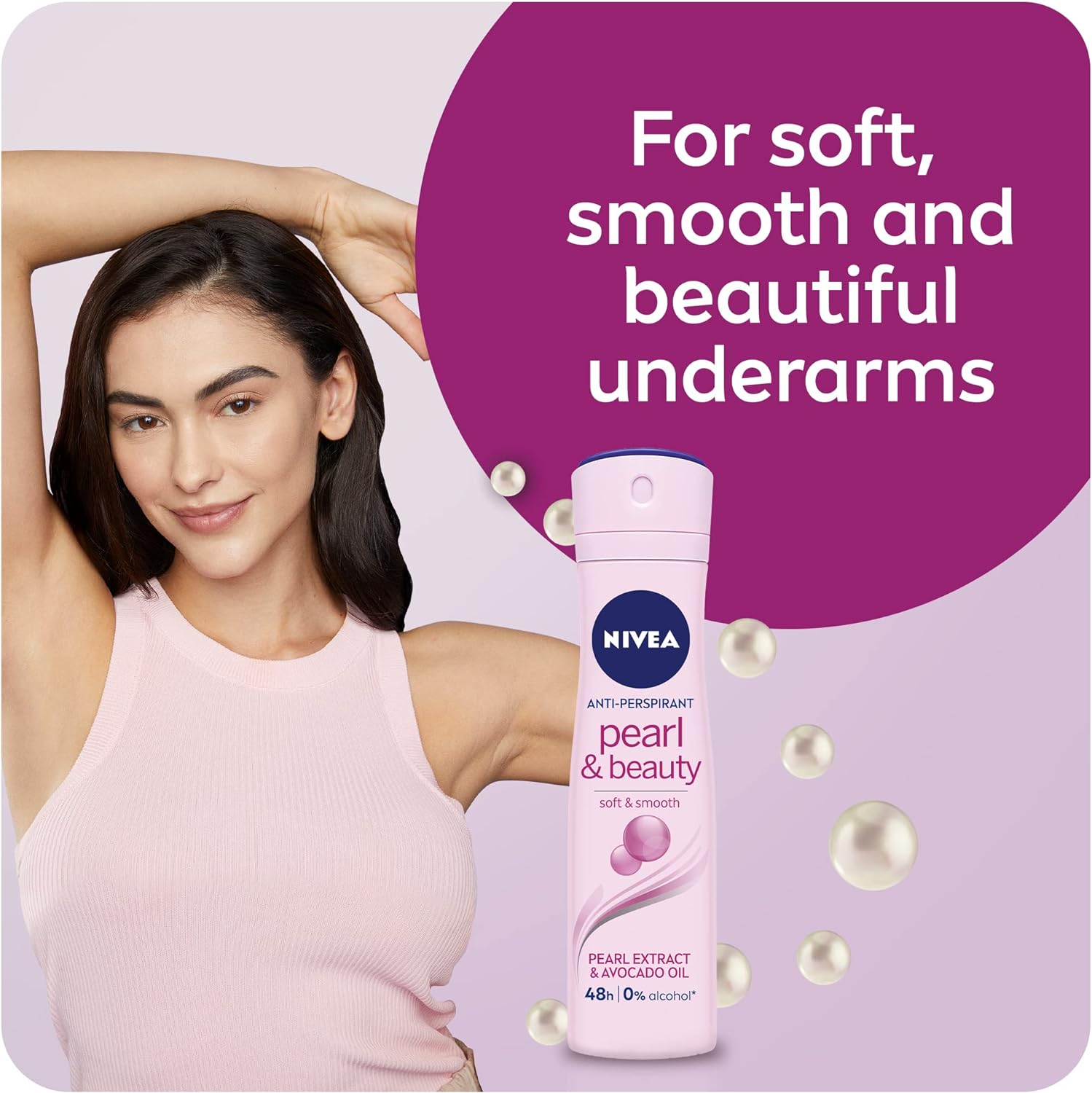 nivea antiperspirant spray for women, pearl & beauty pearl extracts, 2x150ml