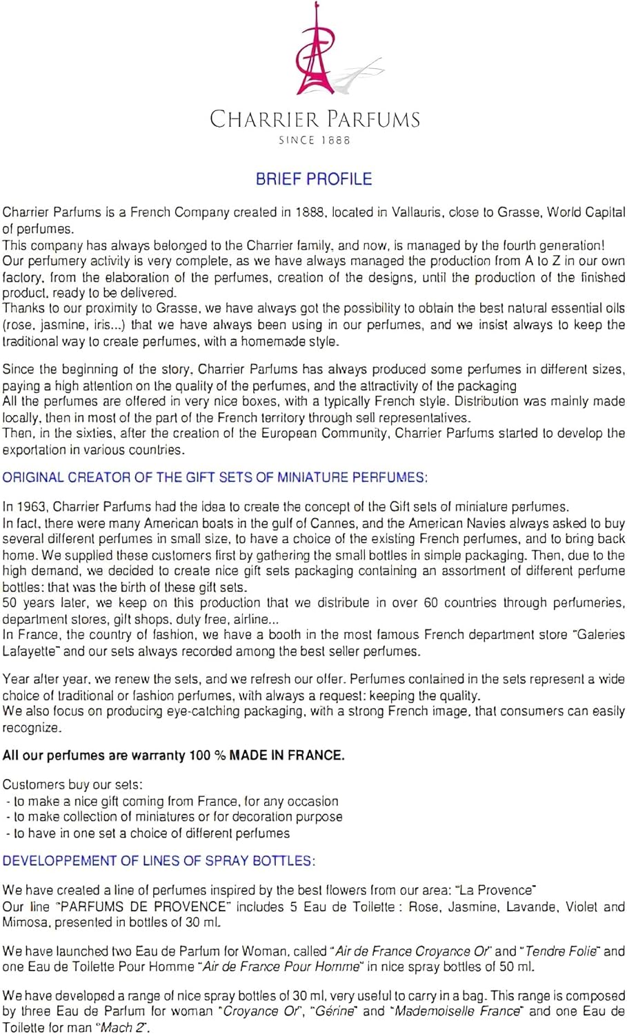 charrier parfums parfums de provence 5 french eaux de toilette gift box