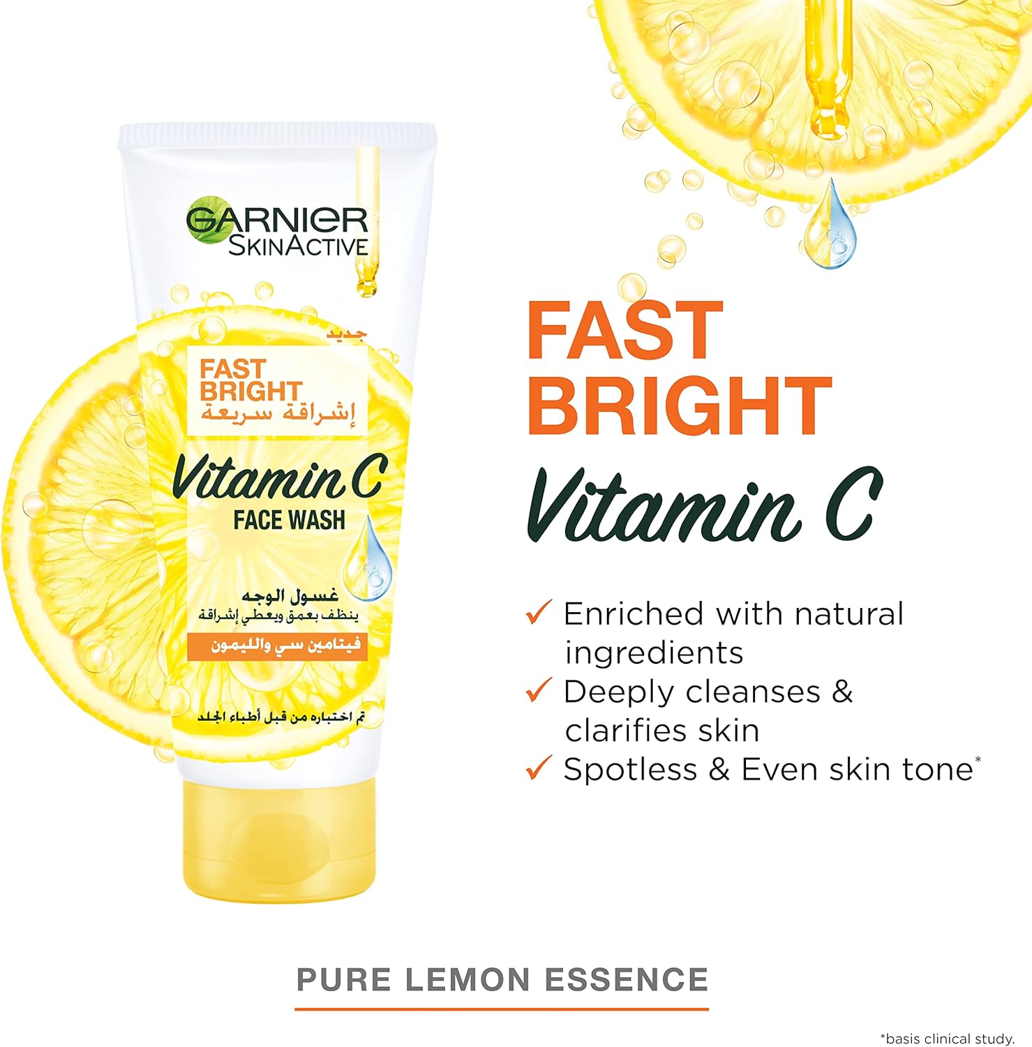 garnier skin active fast bright vitamin c face wash with pure lemon essence 100 ml