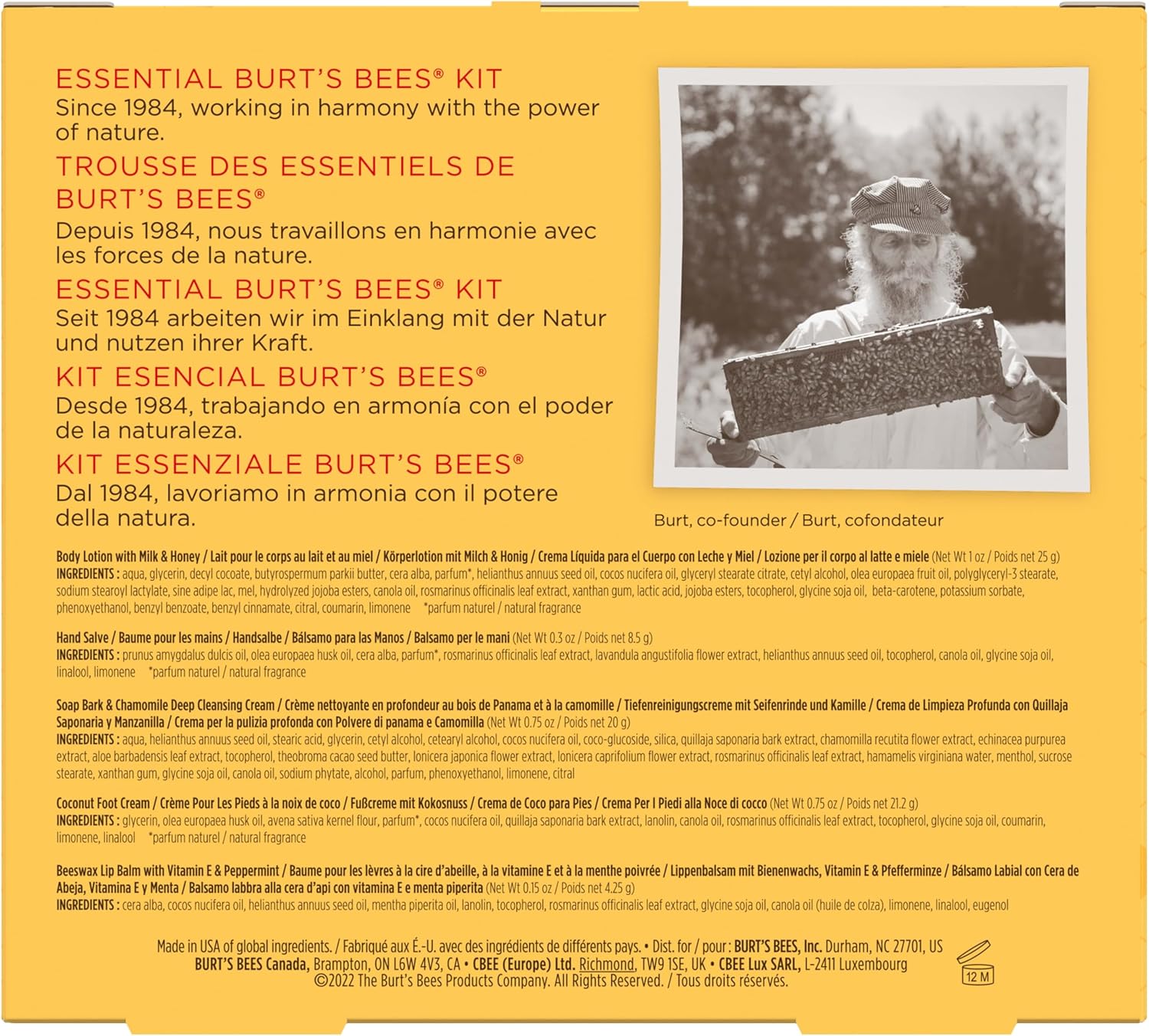 burt's bees essential kit by for women 5 pc kit 1oz body lotion with milk and honey, 0.3o