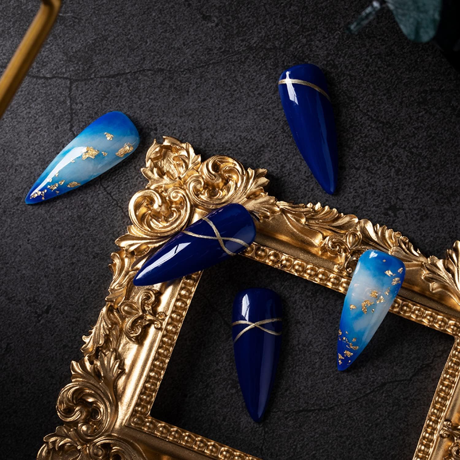 senvenski klein blue gel nail polish navy royal sky malachite lake blue elegant soak off gift set uv led art varnish kit (cs1 001)