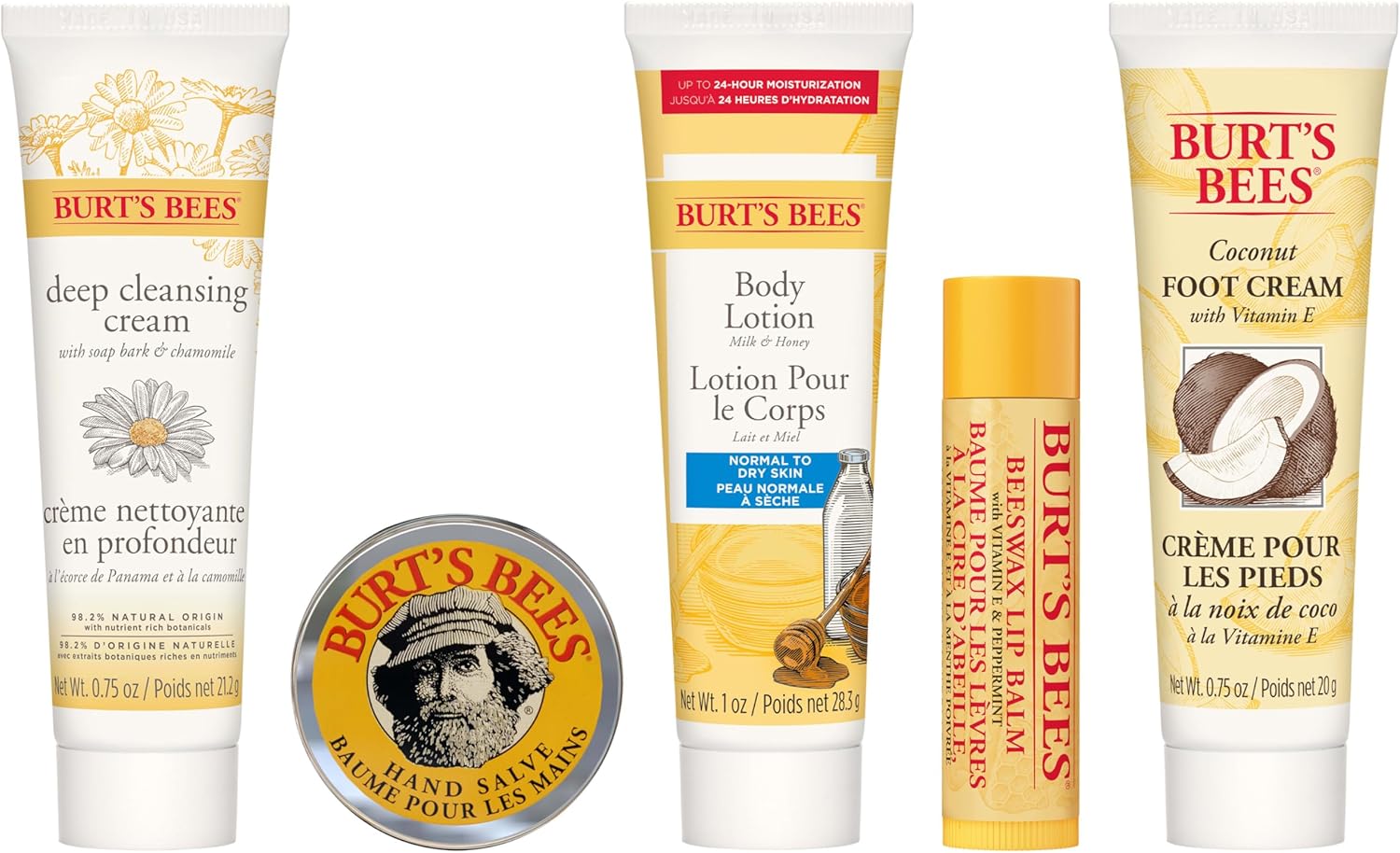 burt's bees essential kit by for women 5 pc kit 1oz body lotion with milk and honey, 0.3o