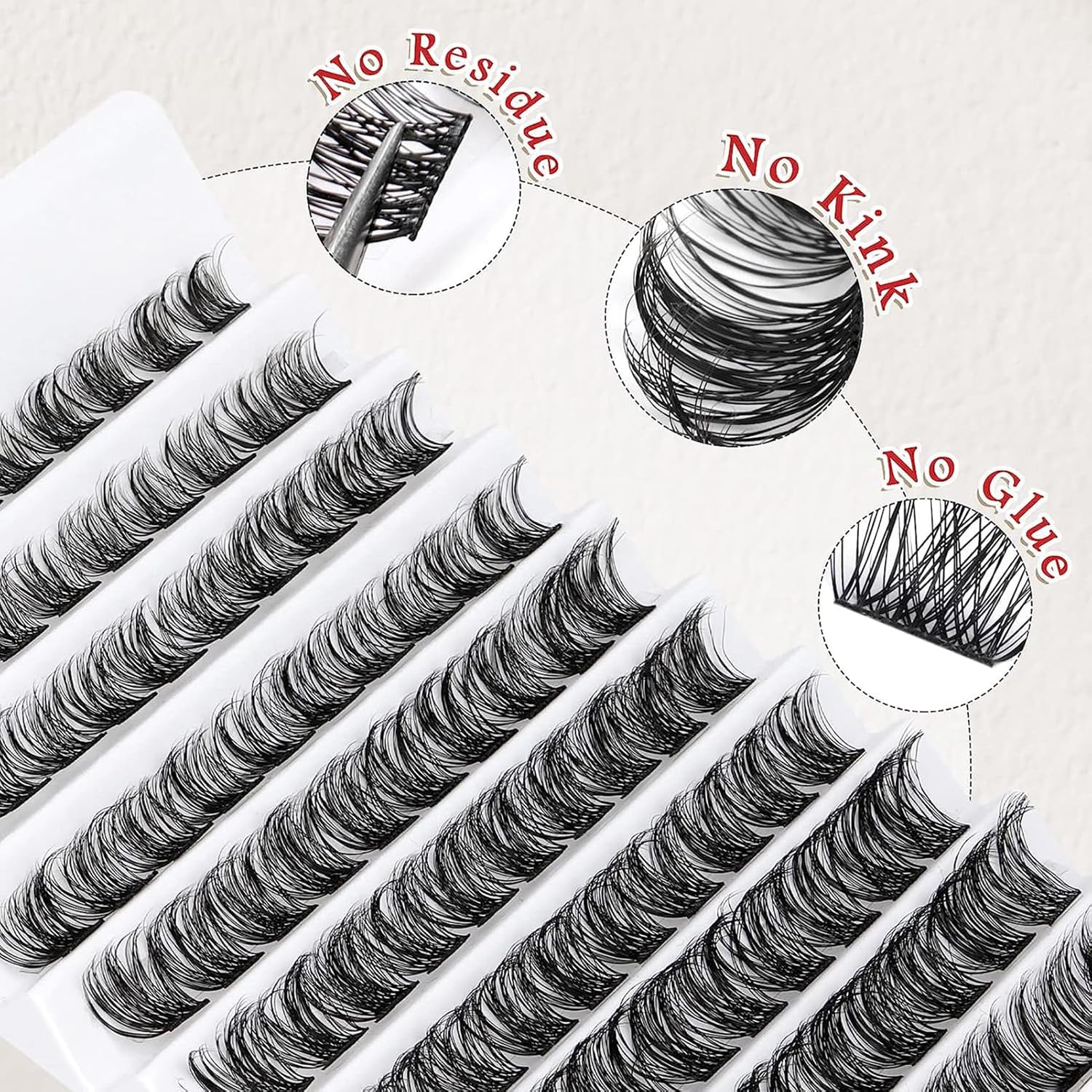 yhome lash clusters， 140pcs d curl individual cluster lashes, self adhesive eyelash clusters extensions 14 16mm mixed false eyelash wispy lashes diy at soft & comfortable