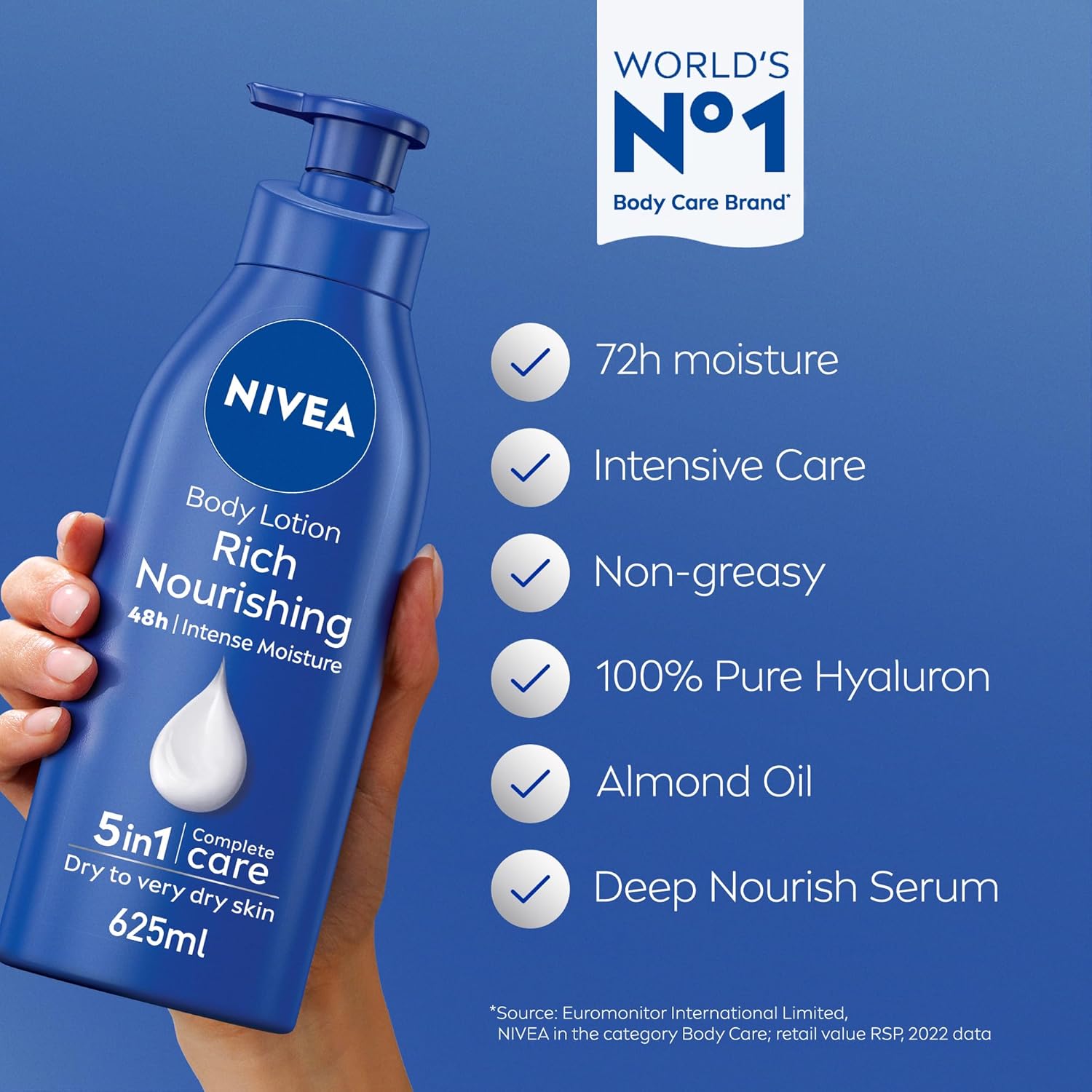 nivea body lotion extra dry skin, nourishing almond oil & vitamin e, 625ml