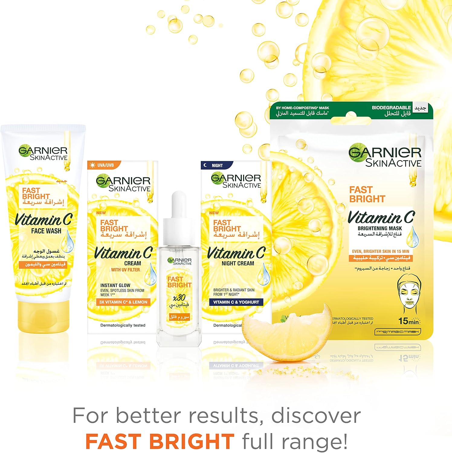 garnier skin active fast bright vitamin c face wash with pure lemon essence 100 ml