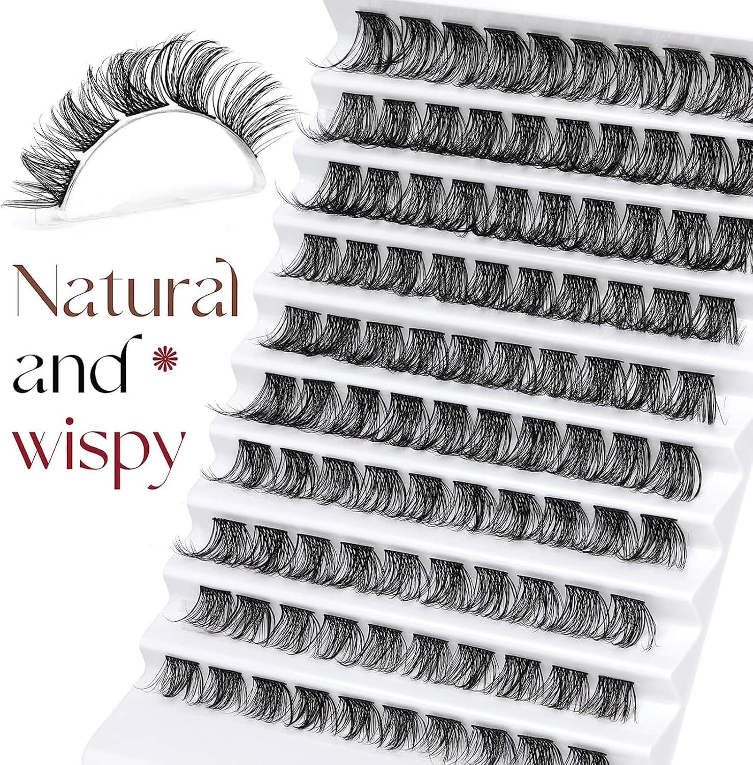 yhome lash clusters， 140pcs d curl individual cluster lashes, self adhesive eyelash clusters extensions 14 16mm mixed false eyelash wispy lashes diy at soft & comfortable