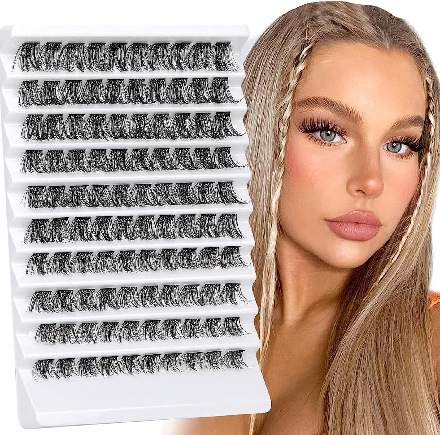 yhome lash clusters， 140pcs d curl individual cluster lashes, self adhesive eyelash clusters extensions 14 16mm mixed false eyelash wispy lashes diy at soft & comfortable