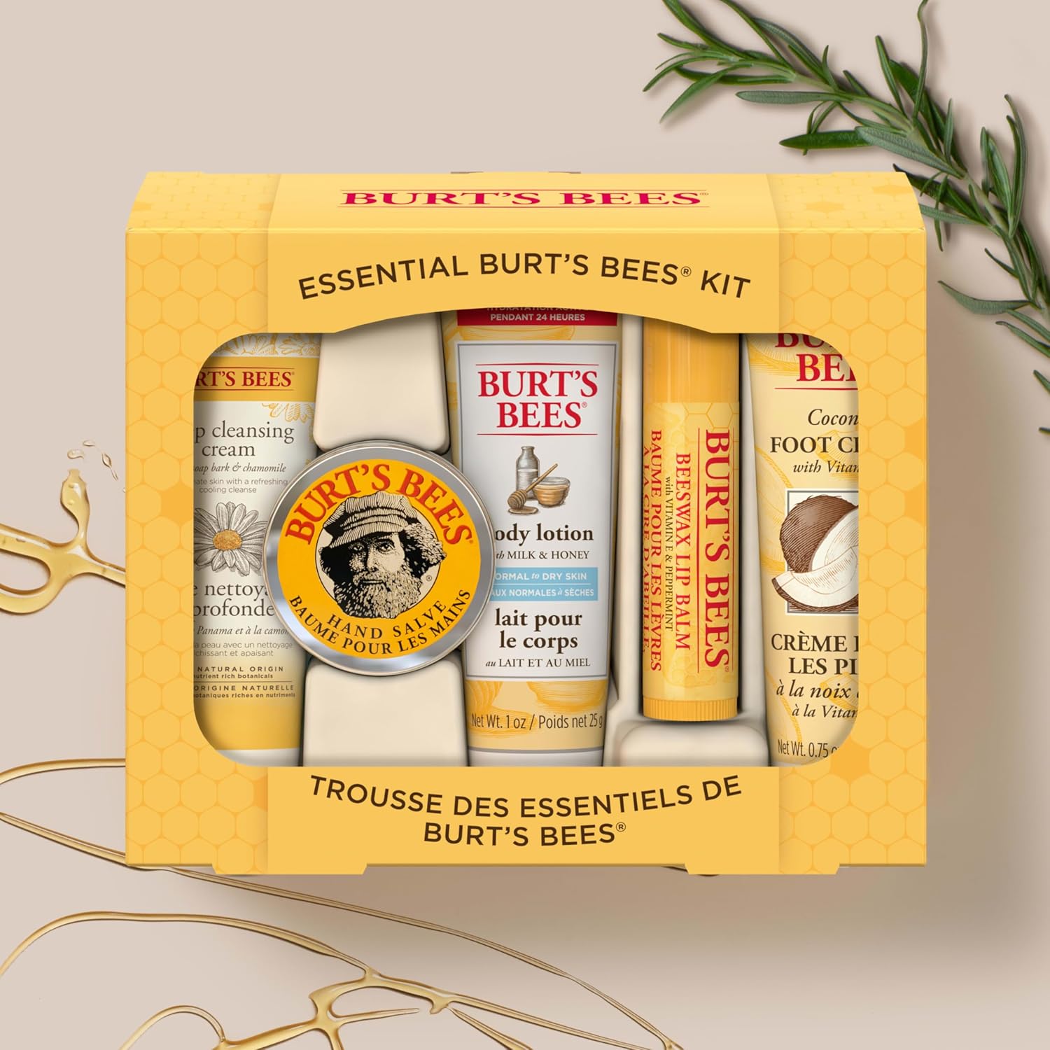 burt's bees essential kit by for women 5 pc kit 1oz body lotion with milk and honey, 0.3o