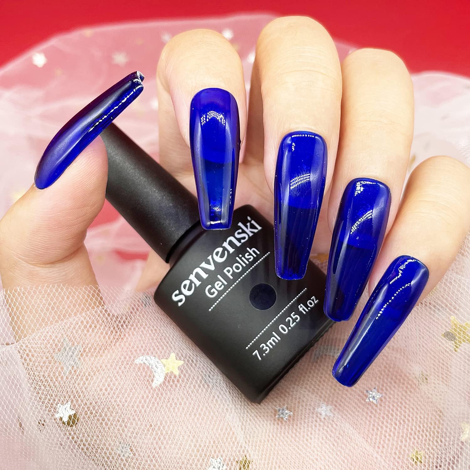 senvenski klein blue gel nail polish navy royal sky malachite lake blue elegant soak off gift set uv led art varnish kit (cs1 001)