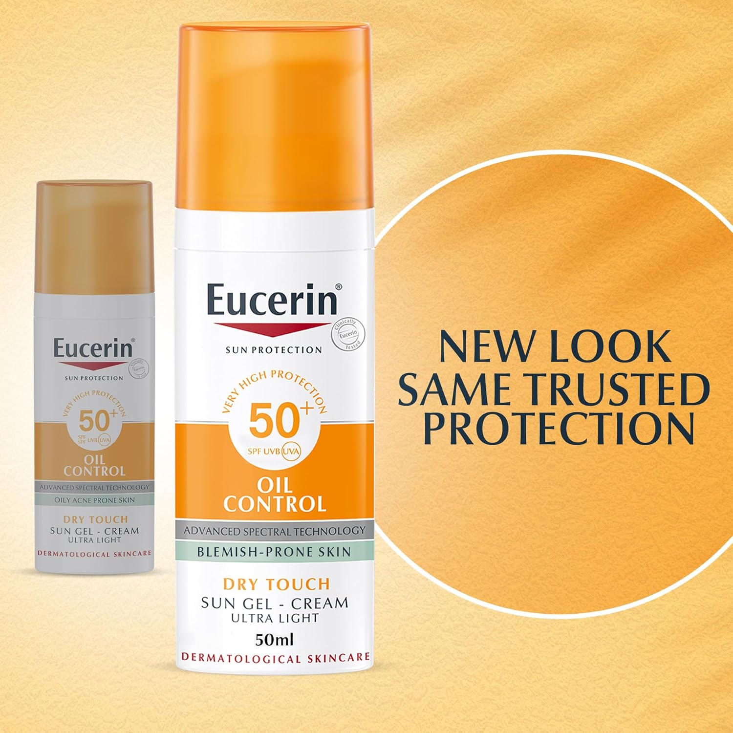 eucerin face sunscreen oil control gel cream dry touch, high uva/uvb, spf 50+, light texture sun protection, suitable under make up, for blemish prone skin, 50ml
