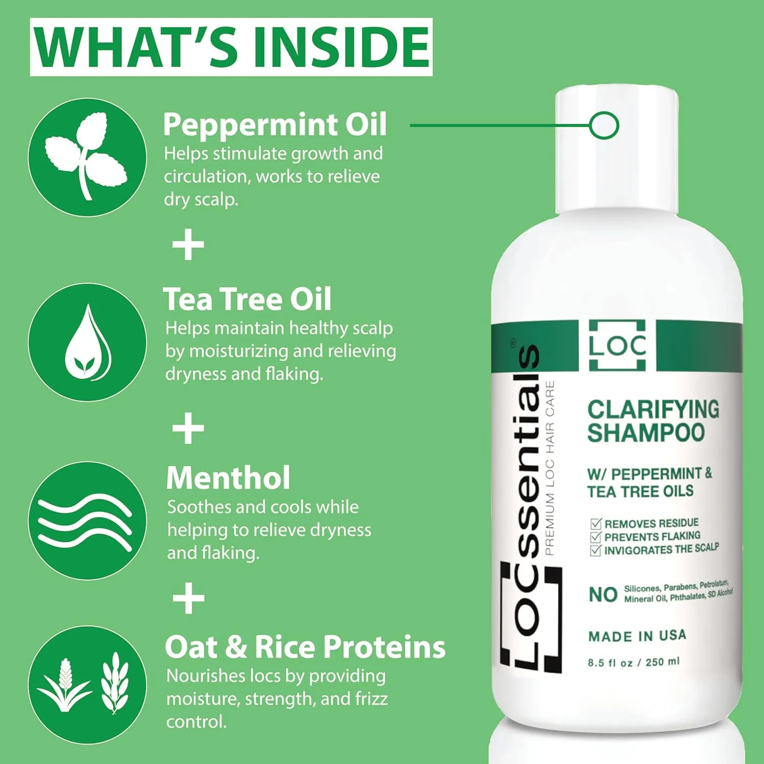 LOCssentials Clarifying Shampoo for Dreadlocks – Professional Shampoo for Dreadlocks, Interlocks, Microlocs, Twists – Premium Braid Shampoo with Peppermint, Tea Tree Oils – Vegan and Paraben-Free - Image 3