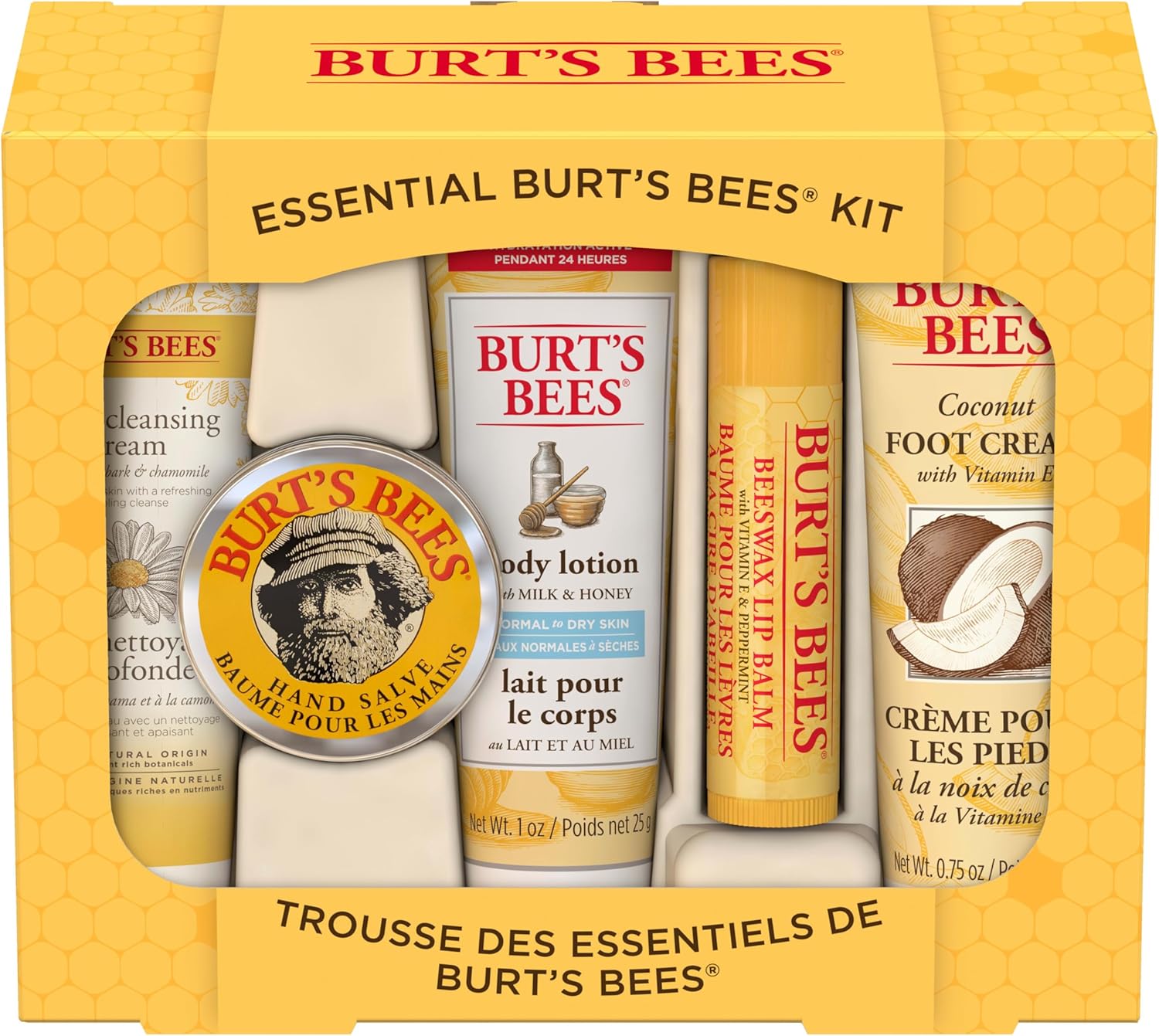 burt's bees essential kit by for women 5 pc kit 1oz body lotion with milk and honey, 0.3o