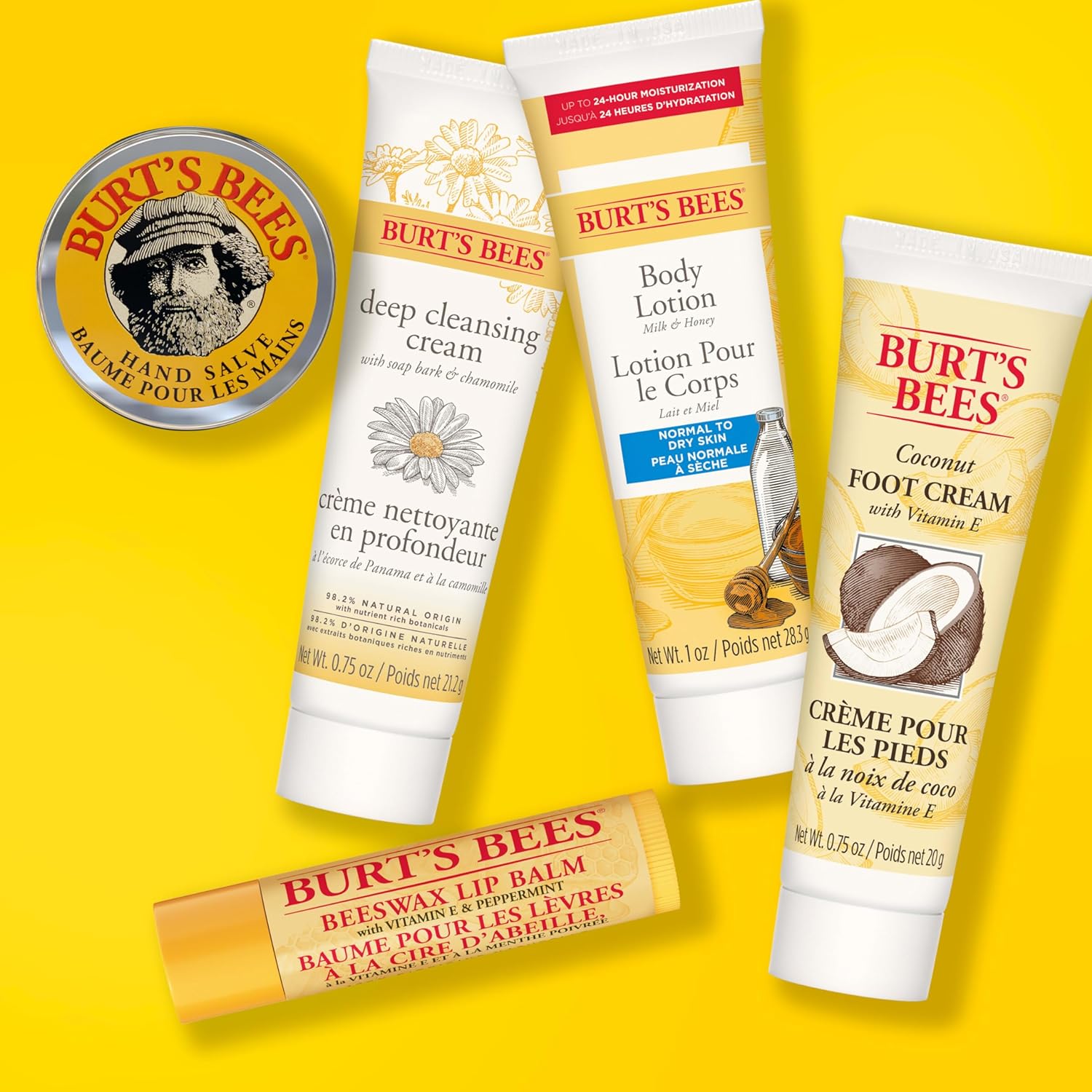 burt's bees essential kit by for women 5 pc kit 1oz body lotion with milk and honey, 0.3o