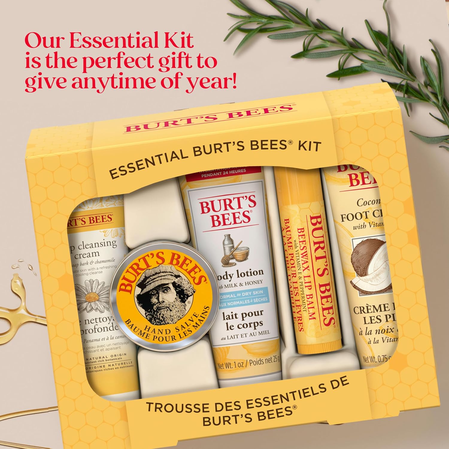 burt's bees essential kit by for women 5 pc kit 1oz body lotion with milk and honey, 0.3o