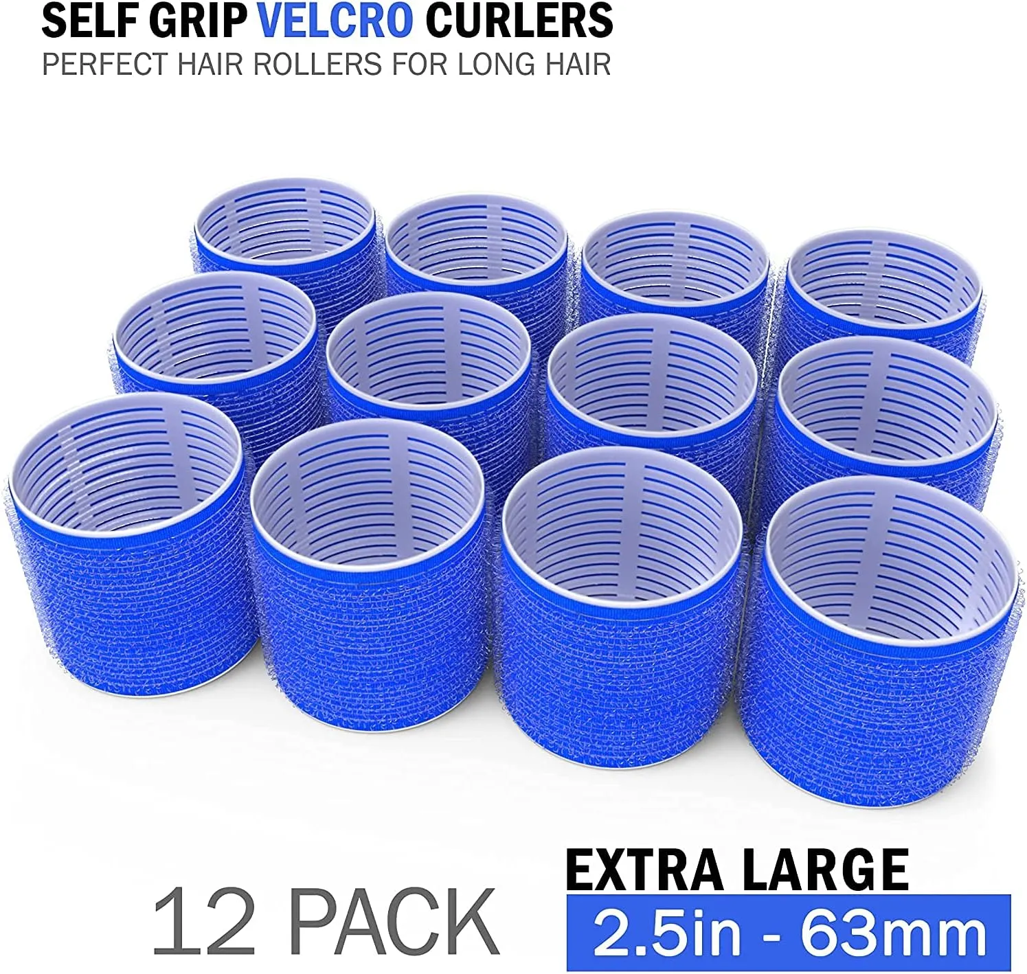 Premify 24Pcs Jumbo Hair Rollers Set, 12 Pieces Self Grip Holding Large Hair Rollers Curlers 64 x 63 mm & 12 Pieces Duckbill Sectioning Clips for Salon Barber Hairdressing Hair Styling Rollers