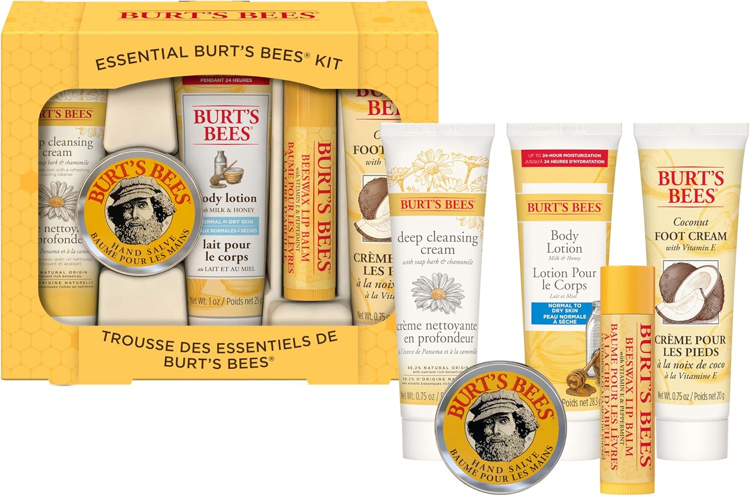 burt's bees essential kit by for women 5 pc kit 1oz body lotion with milk and honey, 0.3o