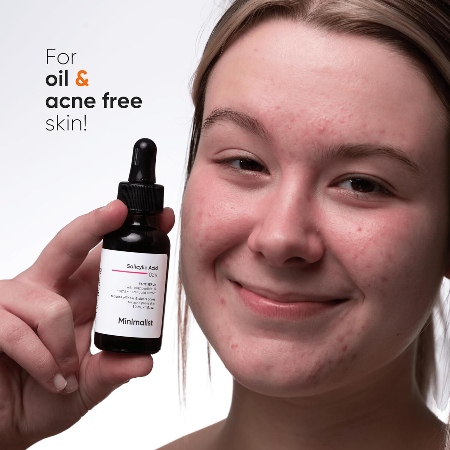 minimalist 2% salicylic acid serum for oily skin | helps with open pores, breakouts, blackheads & bumpy texture | bha based exfoliant for oily skin | 30ml