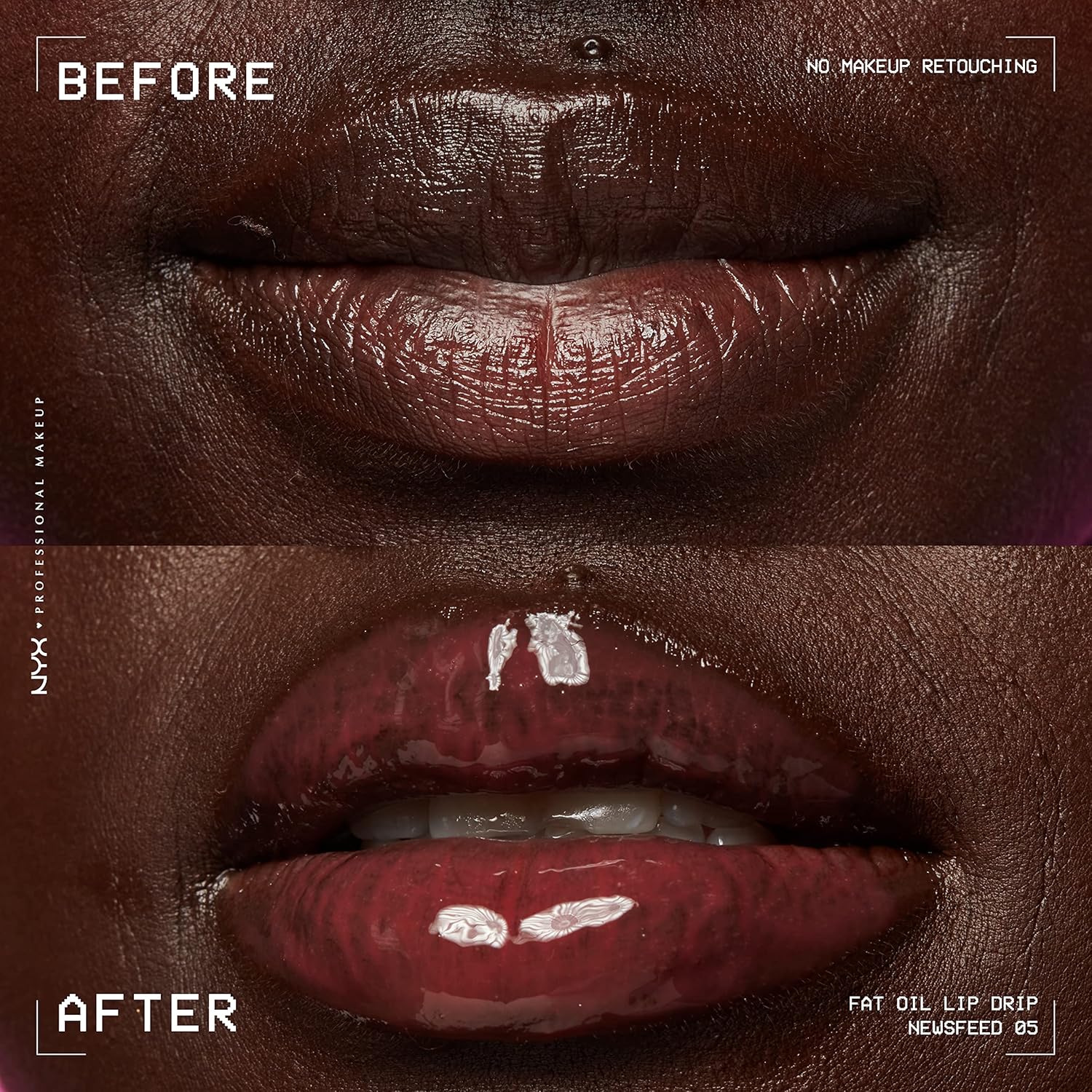 nyx professional makeup fat oil lip drip, moisturizing, shiny, vegan tinted lip gloss, non sticky finish, 12h hydration, squalane, raspberry and cloudberry oils newsfeed (rose nude)