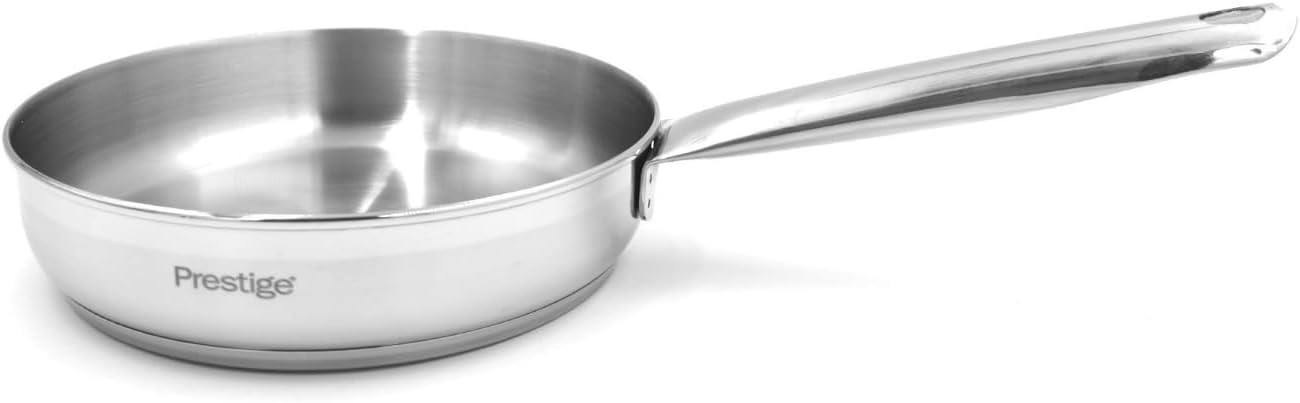 prestige infinity stainless induction compatible open fry pan, 18 cm, silver