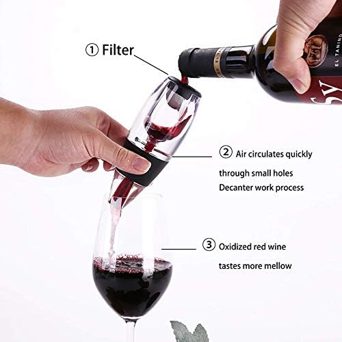 gretal red wine aerator pourer spout,wine filter magic decanter essential wine quick aerator wine hopper filter set air aerating strainer for red and white wine