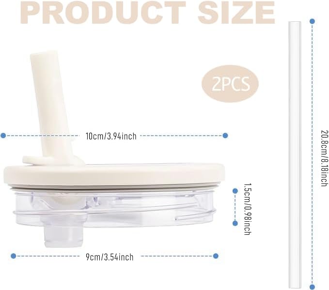 bananahome 2 pack 40oz tumbler flip straw lid replacement fit for stanley quencher tumbler with straws,leak proof splash resistant tumbler lids for stanley cup accessories (cream)