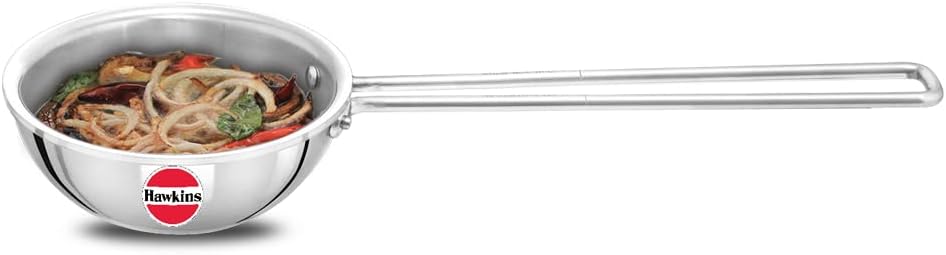 hawkins 1.5 cup tadka pan, 360 ml triply stainless steel pan, induction pan, silver (stp15)