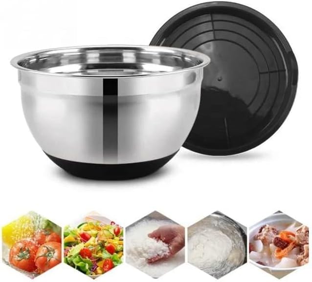 cartlyst stainless steel mixing bowls (set of 5) with airtight lids, mixing bowls set ideal for baking, prepping, cooking and serving food, nesting metal bowl for space saving storage