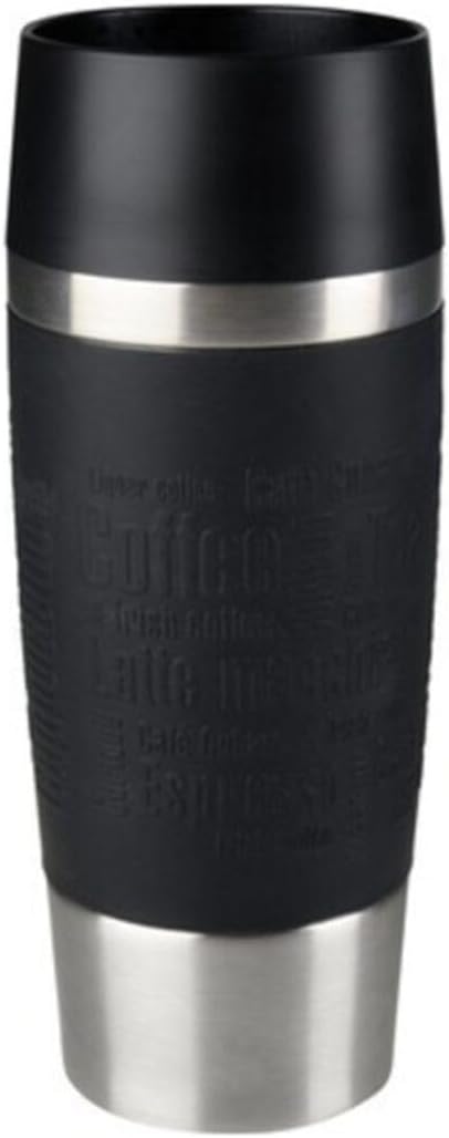 tefal stainless steel/plastic travel mug, black, 0.36 liters, k3081114