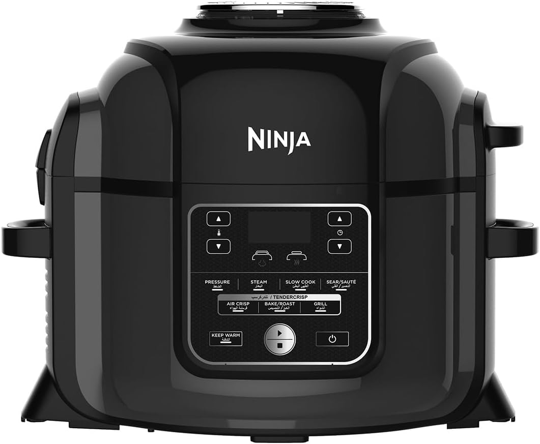 ninja op300 foodi ultimate 8 in 1 pressure cooker with crisping, 1460 watts, 6 litre capacity, black, nutri ninja"min 1 year manufacturer warranty"