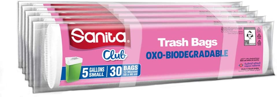 sanita club trash bags biodegrdable 5 gallons,150 bags