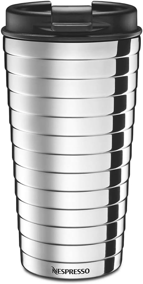 nespresso touch tazza da viaggio in acciaio inox, 16.5 cm, colore argento