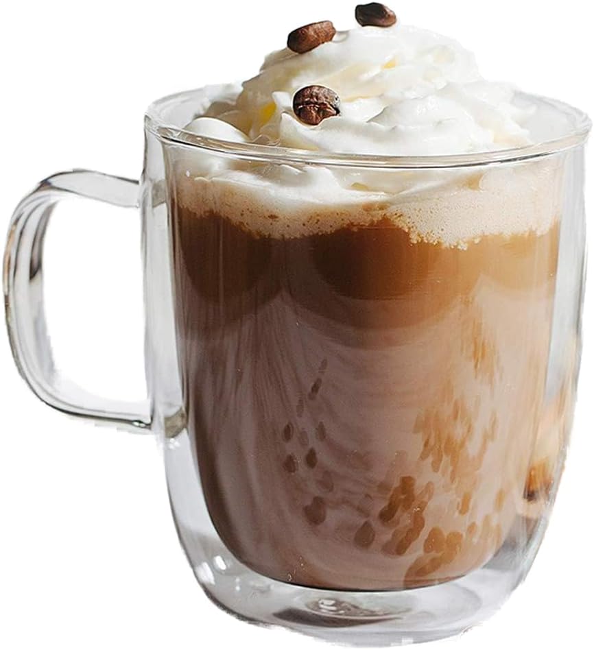 nibeminent set of 4 (12 oz, 350 ml), coffee mugs, glass tea mugs, double wall glass coffee cups, tea cups, latte cups, glass coffee mug, beer glasses, latte mug, clear mugs, glass cappuccino cups