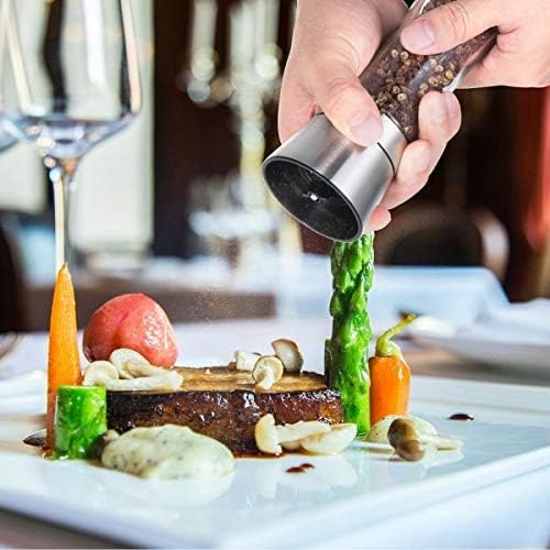 yumlock pepper and salt grinder mill with glass body stainless steel brush set of 2