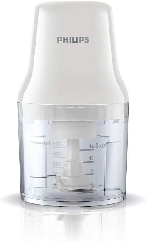 philips chopper daily collection 450w, 0.7l plastic bowl, 2 blades, white hr1393/01