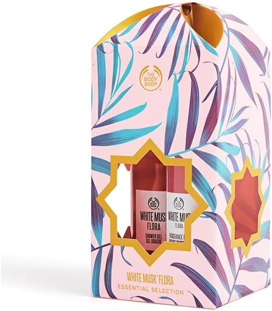 the body shop white musk® flora mist essentials selection full sized shower gel and fragrance mist both blend uplifting notes of mandarin and bergamot with peony and lily of the valley.